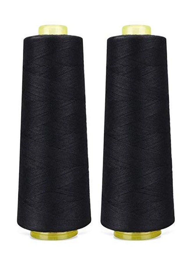 R Enterprises Strong and Durable Cotton Polyester Sewing Thread Spool for Sewing, Stitching, Overlock, Surger, Murrow (2 Pcs Black, 5000 Meter) - Image 1